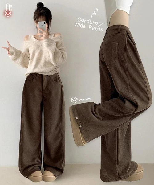 한겨울융털 아이비 융기모 사이드 핀턱 폴딩 코듀로이 골덴 밑단스냅 하이웨스트 로우 롱와이드 팬츠 청바지 키작녀 키큰녀 하비추천 빅사이즈 밍크 겨울바지